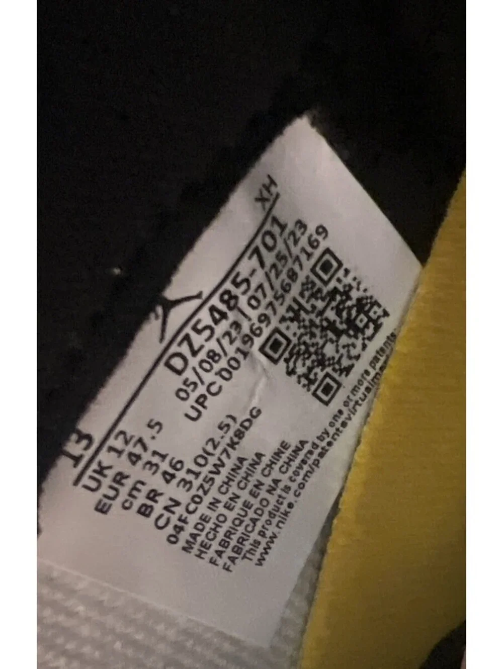 Air Jordan 1 Retro High OG Yellow Ochre DZ5485701 Yellow Ochre/Black/Sail Sz 13